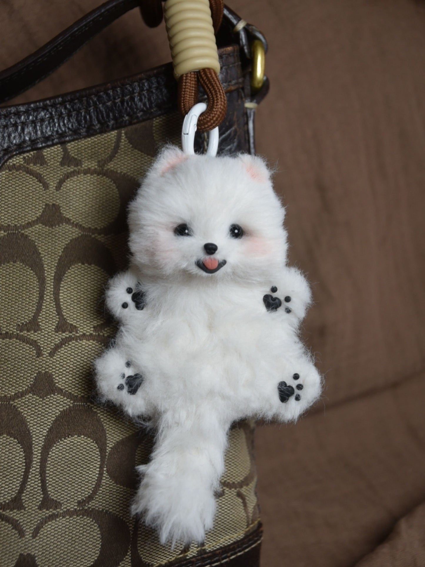 Dog Pendant Pomeranian spitz Realistic Posable Doll Pet Keychain Unique Miniature Pet Plush dollhouse Custom Pet Replica Schnauzer