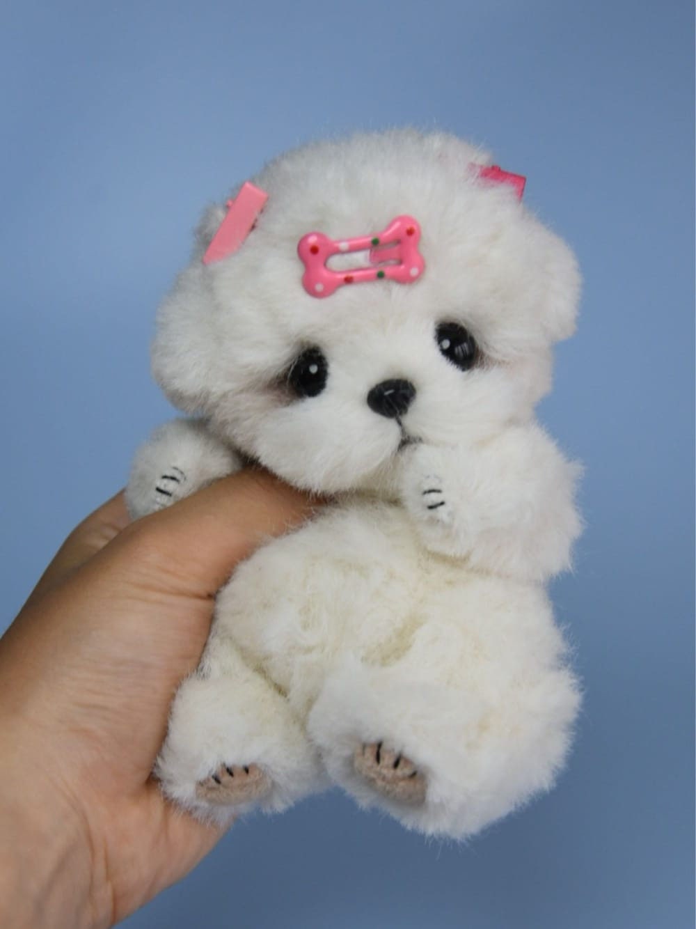Realistic Handmade White Poodle Toy