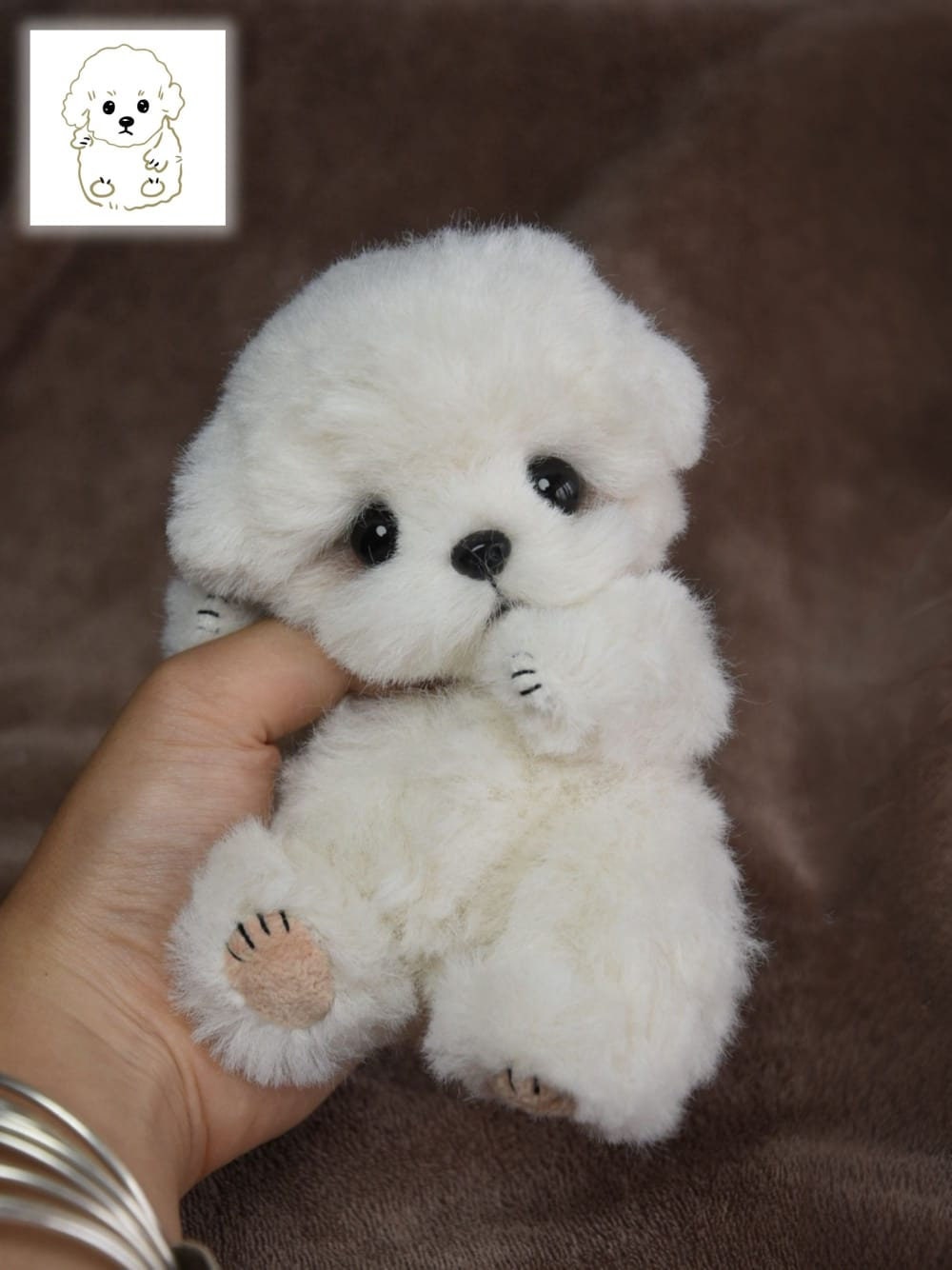Realistic Handmade White Poodle Toy