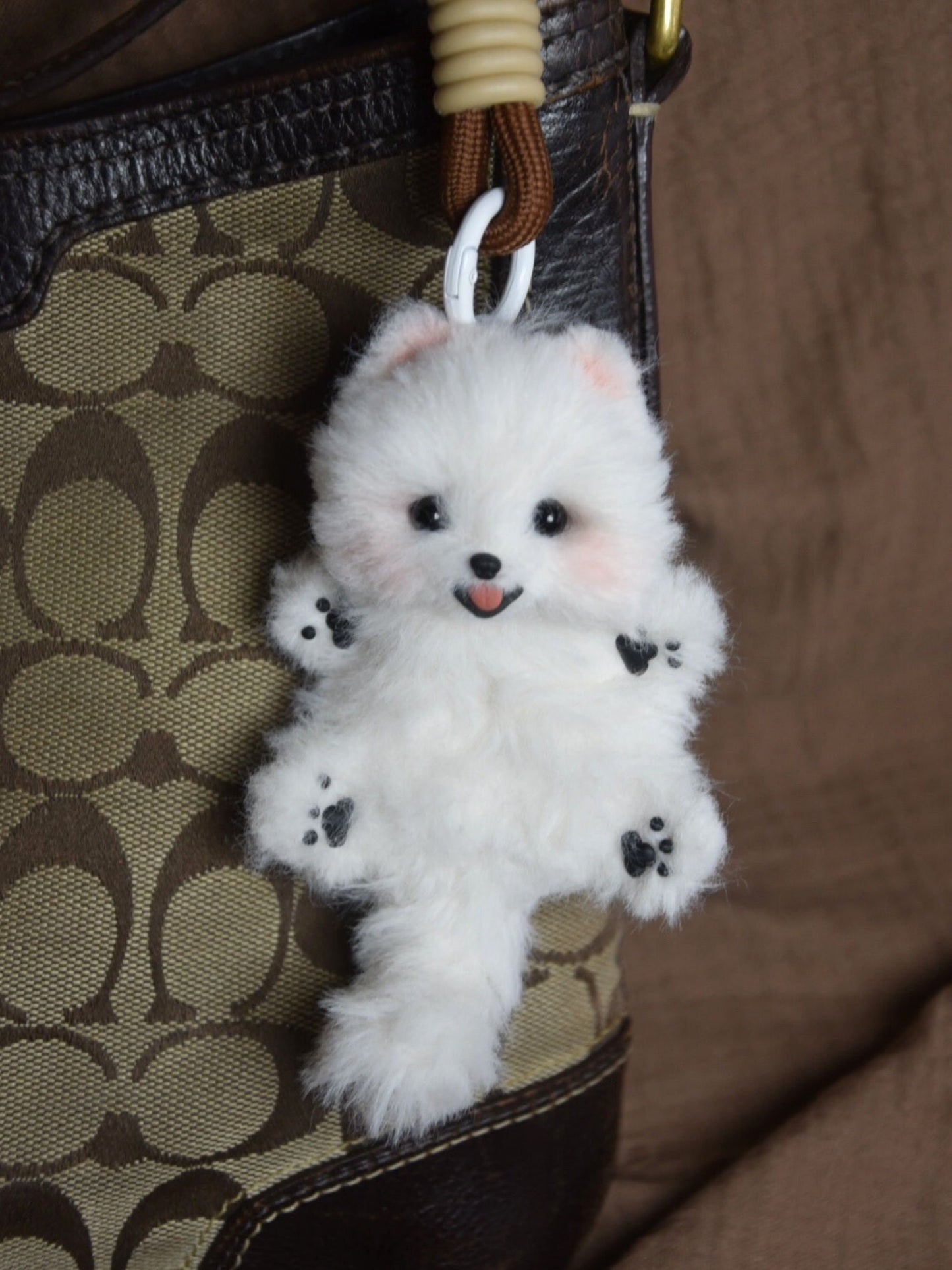 Dog Pendant Pomeranian spitz Realistic Posable Doll Pet Keychain Unique Miniature Pet Plush dollhouse Custom Pet Replica Schnauzer
