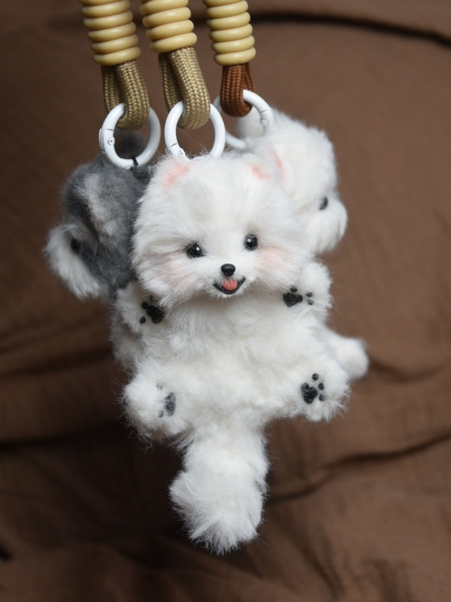 Dog Pendant Pomeranian spitz Realistic Posable Doll Pet Keychain Unique Miniature Pet Plush dollhouse Custom Pet Replica Schnauzer