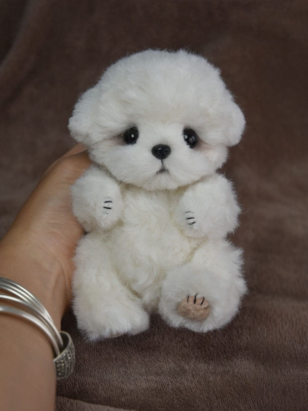 Realistic Handmade White Poodle Toy