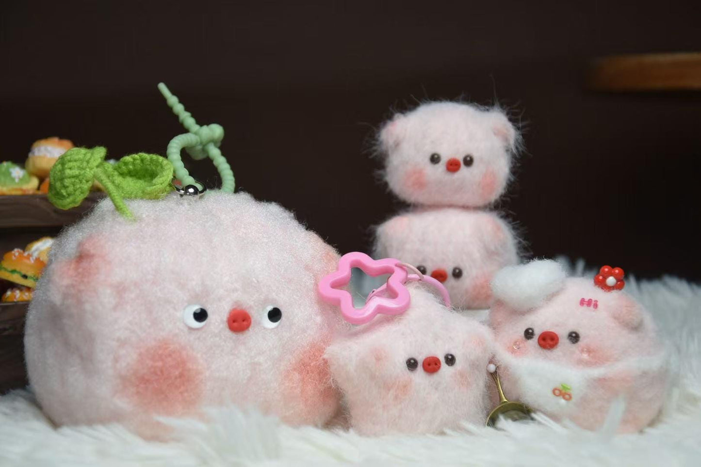 Piggy Family, crochet pig, Valentine’s pig,pocket size mini toy,cute soft plushies,baby stuff, tiny,keychain,bag charm, car decor, Christmas