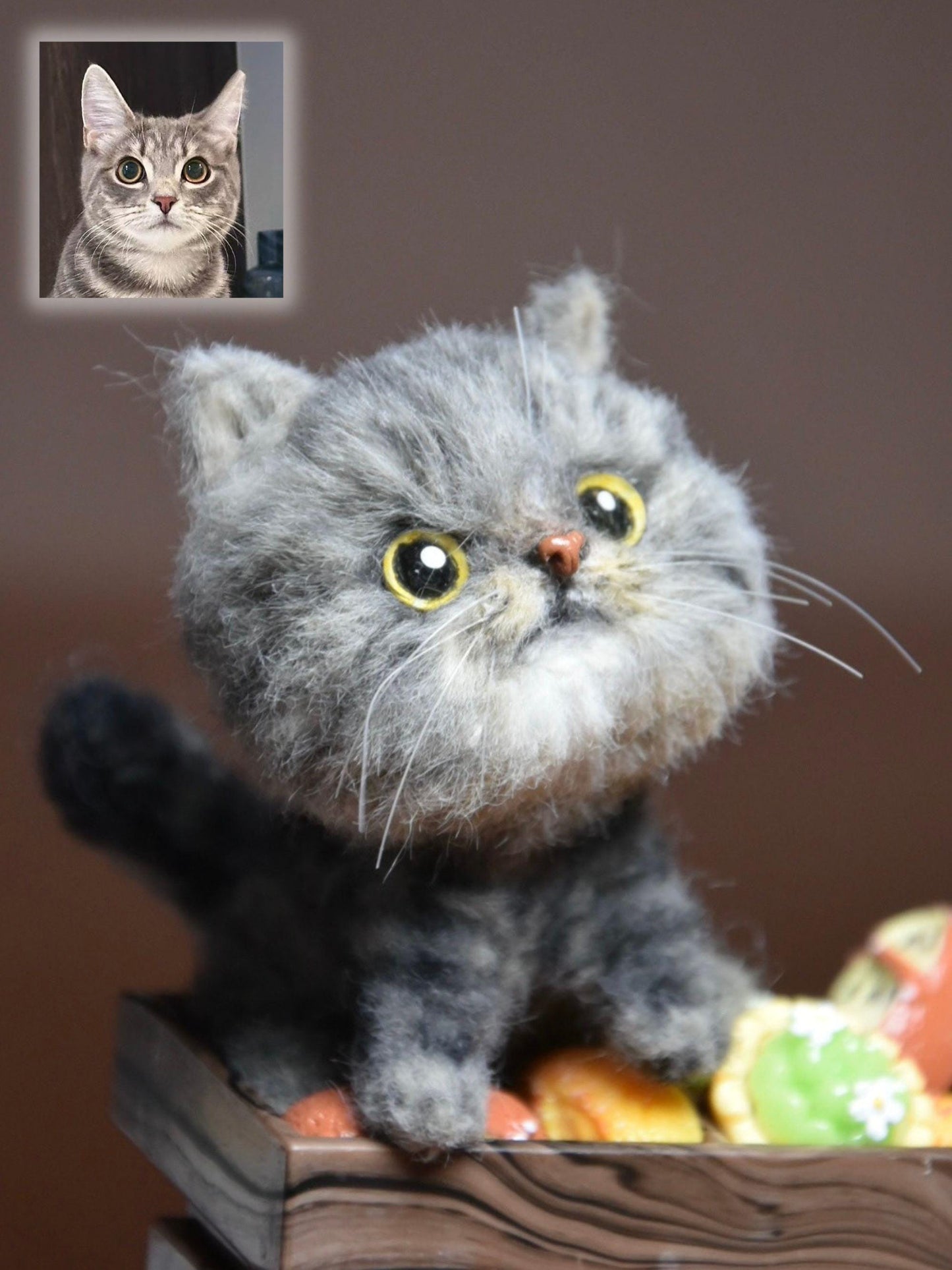 Custom Pet Replica Cat Plush,Miniature Cat Toys,Photo of pet into stuffed animal,Handmade Pipe Cleaner Dollhouse Cat,Personalized Pet Plush