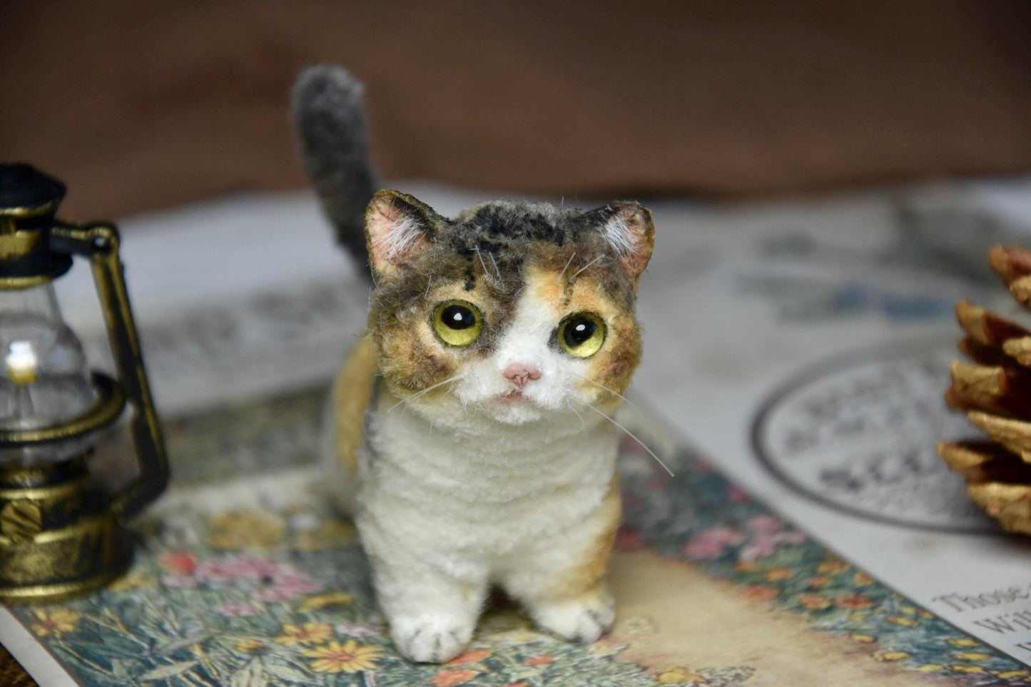 Miniature Cat Toy 2-Inch Tall | Calico Cat Plush | Miniature Figurine | Custom Pet Plush for Dollhouses | Carry Your mini Pet everywhere