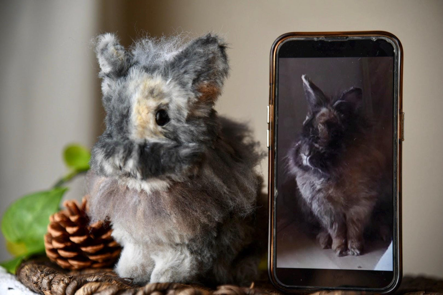 Custom Pet Replica, rabbit plush, Photo of pet into custom stuffed animal, Handmade Pipe Cleaner Dollhouse Dog , Personalized Pet Plush