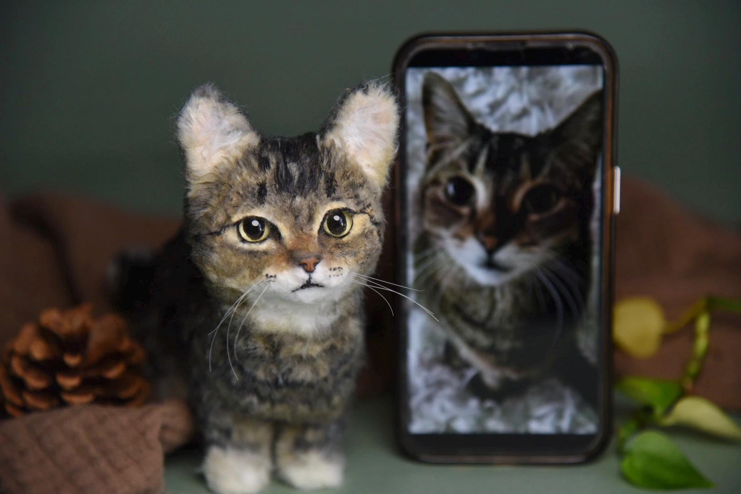 Custom Pet Replica cat Plush,Photo of pet into custom stuffed animal,Handmade Pipe Cleaner Dollhouse cat,Personalized Pet Plush Pet Memorial-1