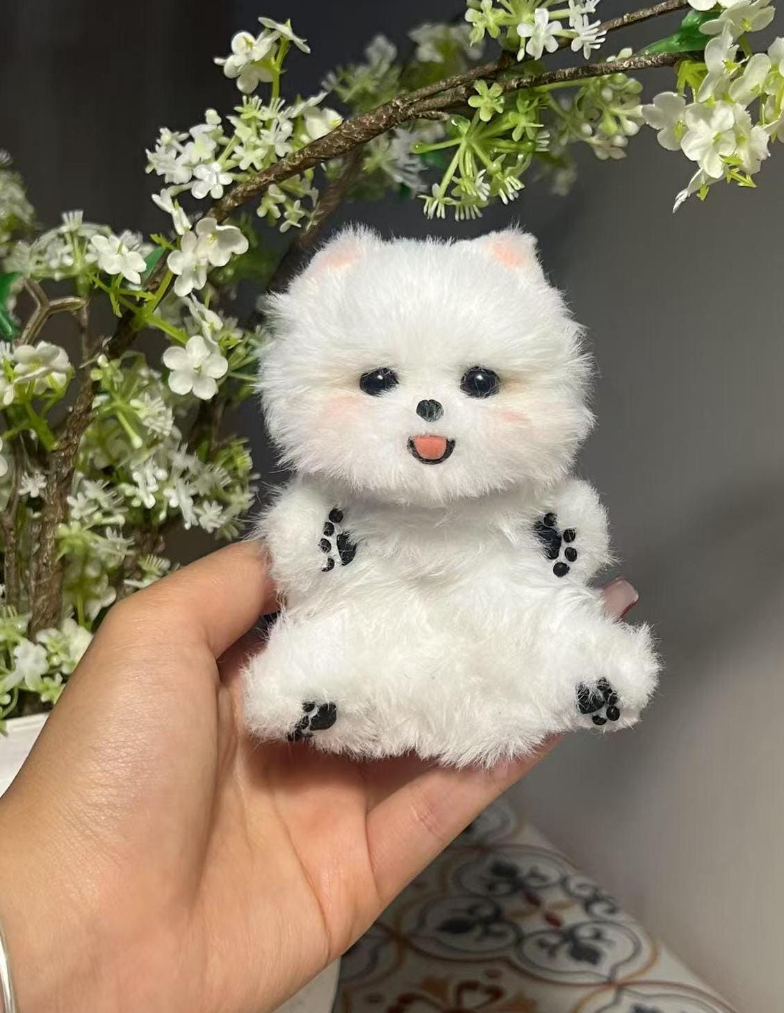 Pomeranian Plush Toy,chihuahua, Yorkshire Terrier Toy,Emotional Support, Dog Miniature, Dog Keychain,Realistic Pet Plush