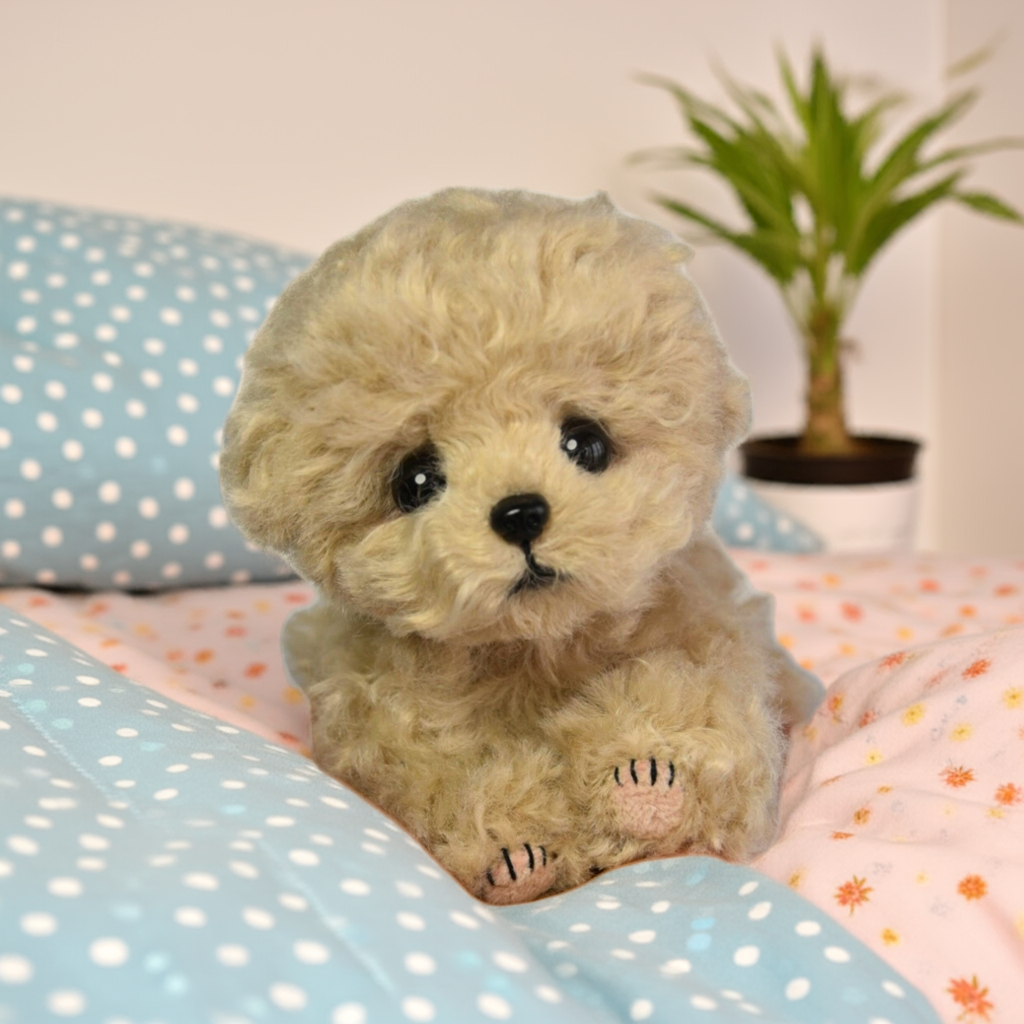Butter Poodle-Custom Pet Plush-Artist Teddy Bear-Handmade Stuffed Poodle Doll-Realistic Plush Dog-Posable Collectible Doll-Cuddly Companion