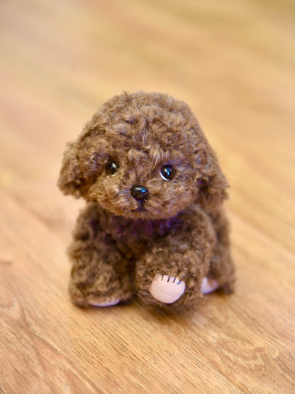 Chocolate Brownie Poodle Toy,Custom Pet Plush, Handmade Stuffed Poodle Doll, Realistic Plush Dog, Posable Collectible Doll Fun for All Ages