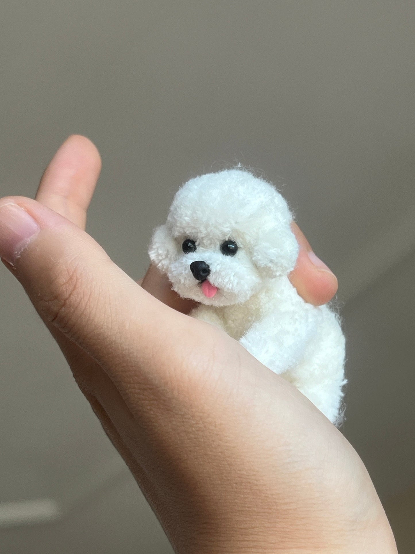 Bichon Frise Miniature Toy, Doll House Dog for Blythe Ob11/Barbie/Bjd Doll, Handmade Dogs ,Dog Keychain Pendant, Dollhouse Miniature Pets