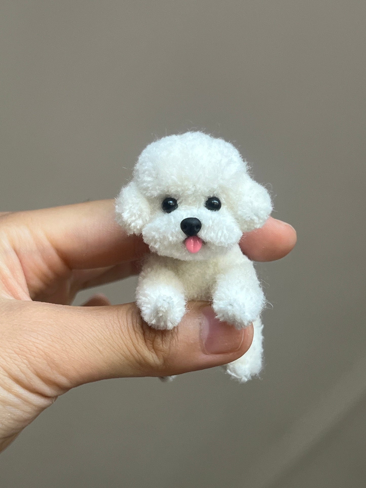 Bichon Frise Miniature Toy, Doll House Dog for Blythe Ob11/Barbie/Bjd Doll, Handmade Dogs ,Dog Keychain Pendant, Dollhouse Miniature Pets