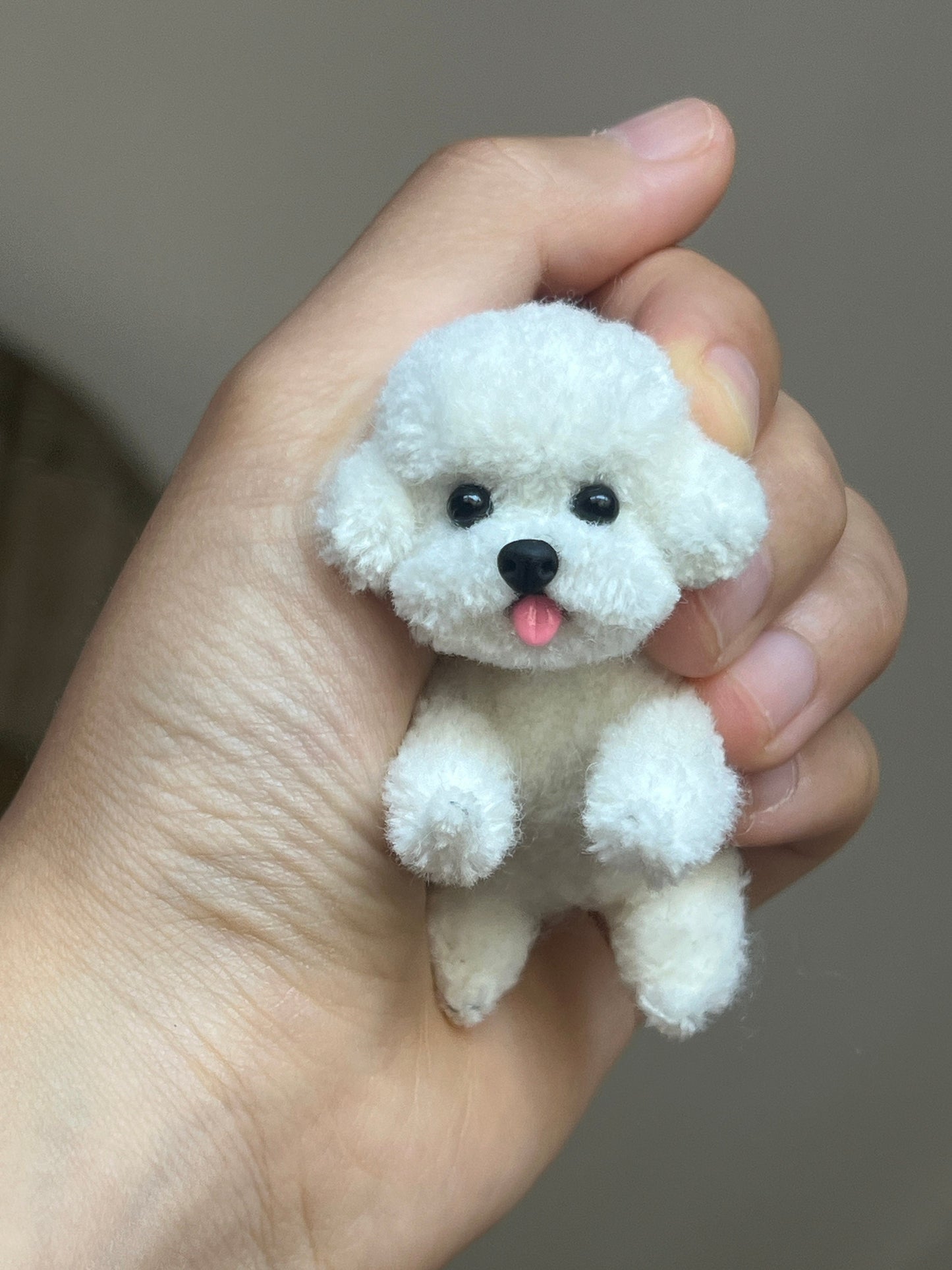 Bichon Frise Miniature Toy, Doll House Dog for Blythe Ob11/Barbie/Bjd Doll, Handmade Dogs ,Dog Keychain Pendant, Dollhouse Miniature Pets