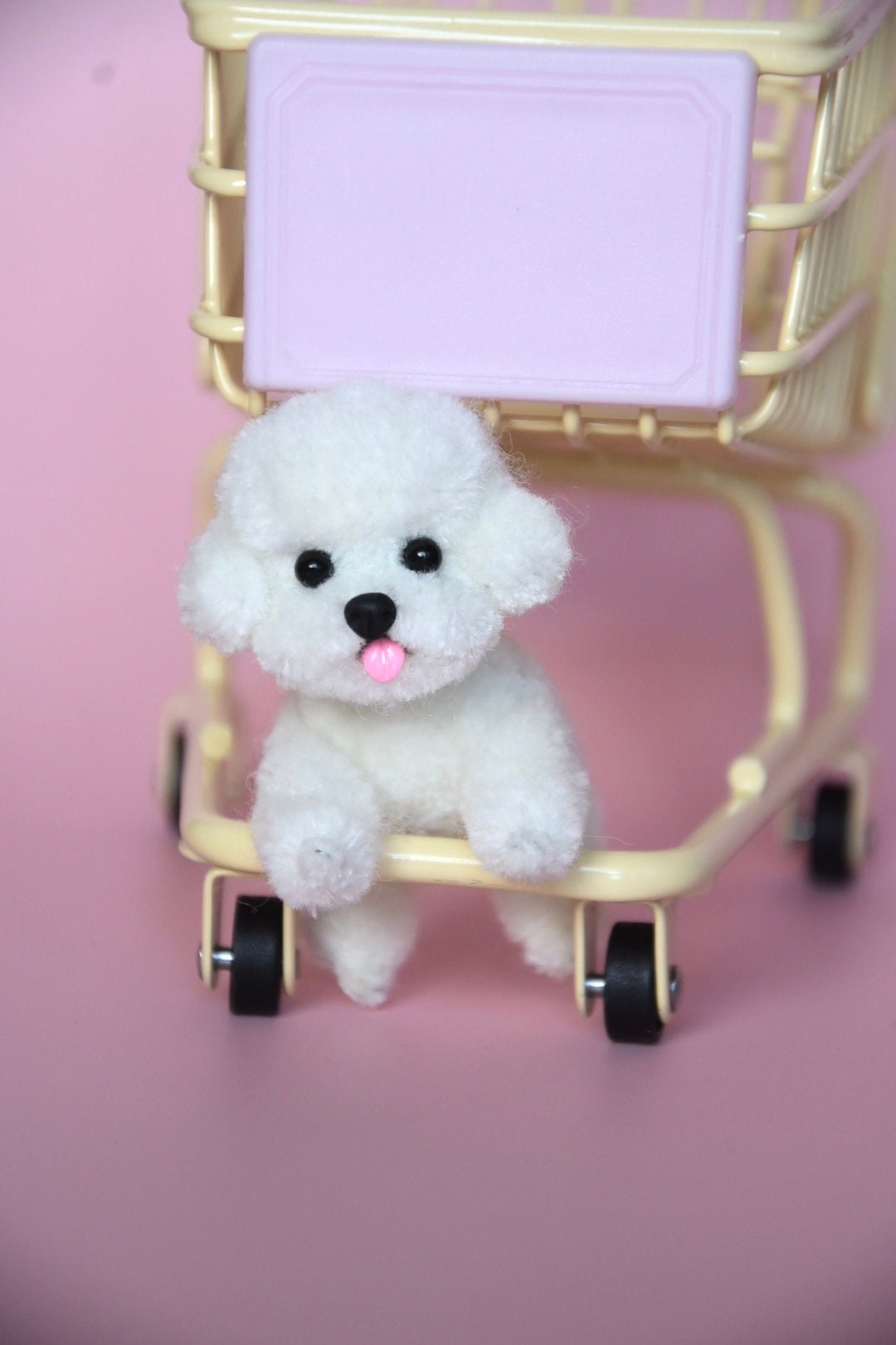 Bichon Frise Miniature Toy, Doll House Dog for Blythe Ob11/Barbie/Bjd Doll, Handmade Dogs ,Dog Keychain Pendant, Dollhouse Miniature Pets