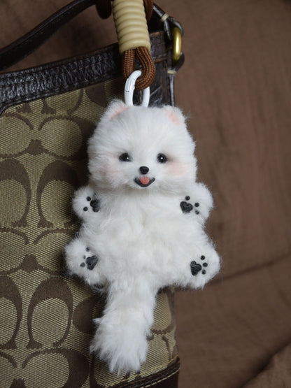 Dog Pendant Pomeranian spitz Realistic Posable Doll Pet Keychain Unique Miniature Pet Plush dollhouse Custom Pet Replica Schnauzer
