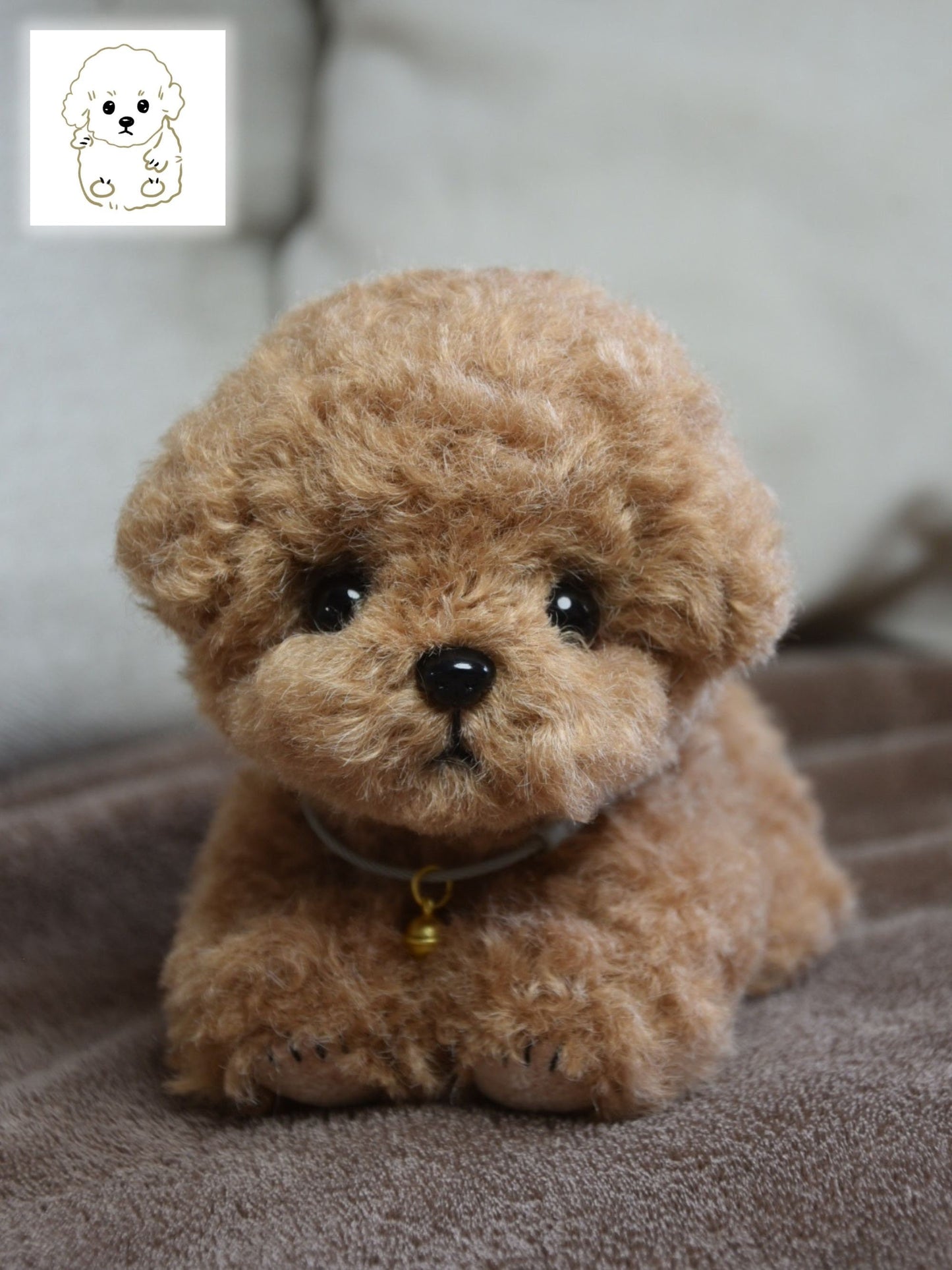 Chocolate Brownie Poodle Toy,Custom Pet Plush, Handmade Stuffed Poodle Doll, Realistic Plush Dog, Posable Collectible Doll Fun for All Ages