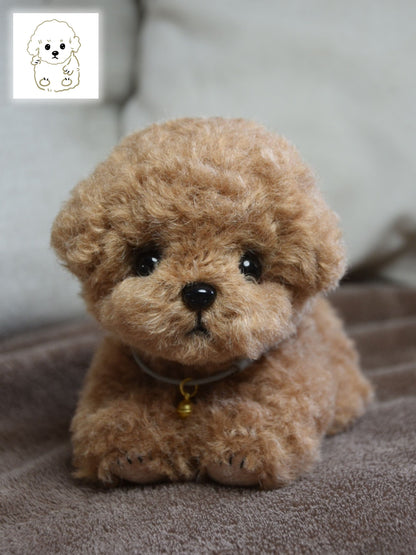 Chocolate Brownie Poodle Toy,Custom Pet Plush, Handmade Stuffed Poodle Doll, Realistic Plush Dog, Posable Collectible Doll Fun for All Ages