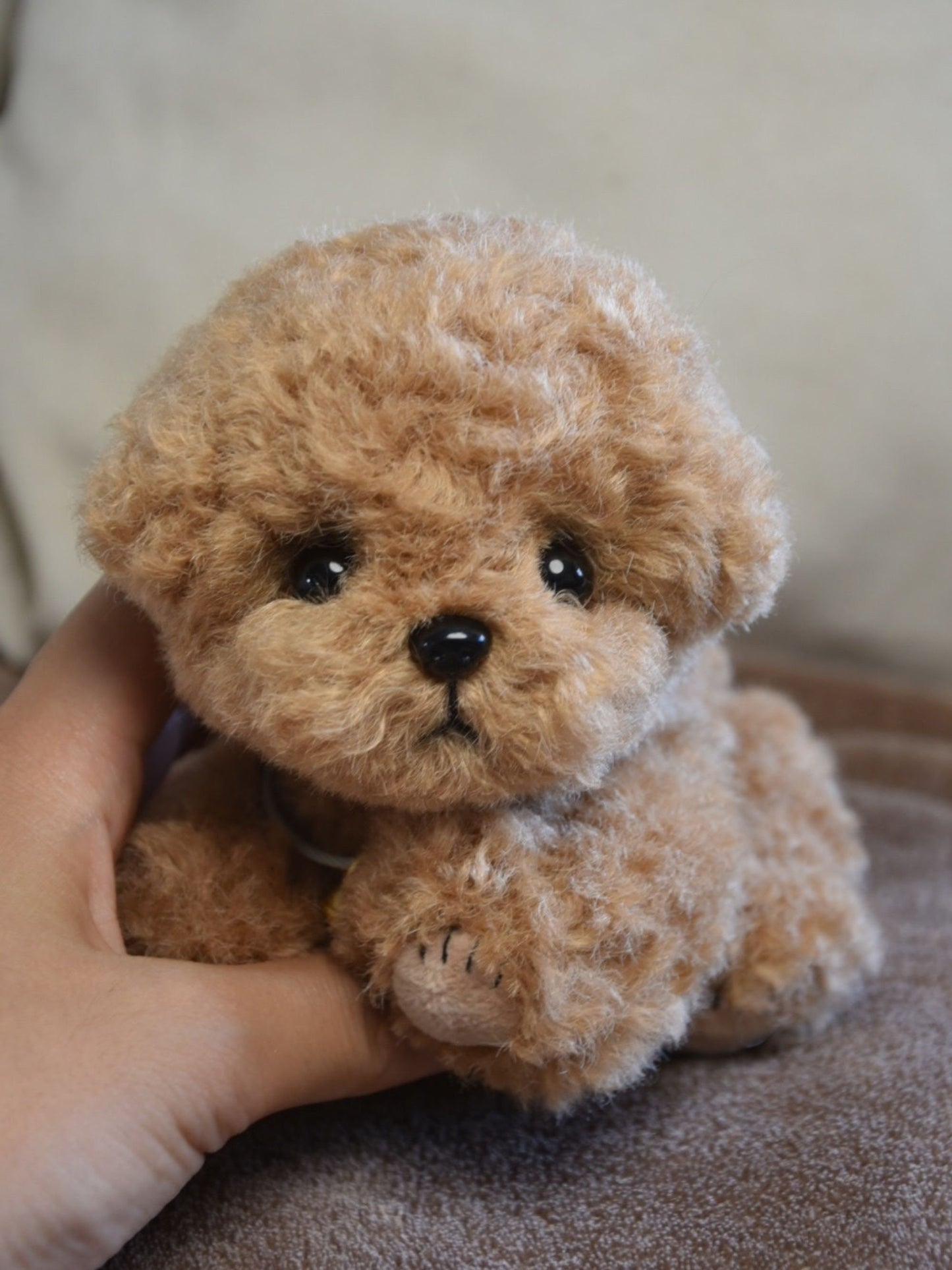 Chocolate Brownie Poodle Toy,Custom Pet Plush, Handmade Stuffed Poodle Doll, Realistic Plush Dog, Posable Collectible Doll Fun for All Ages