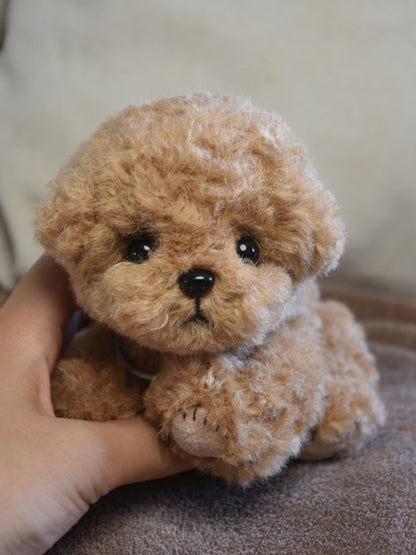 Chocolate Brownie Poodle Toy,Custom Pet Plush, Handmade Stuffed Poodle Doll, Realistic Plush Dog, Posable Collectible Doll Fun for All Ages