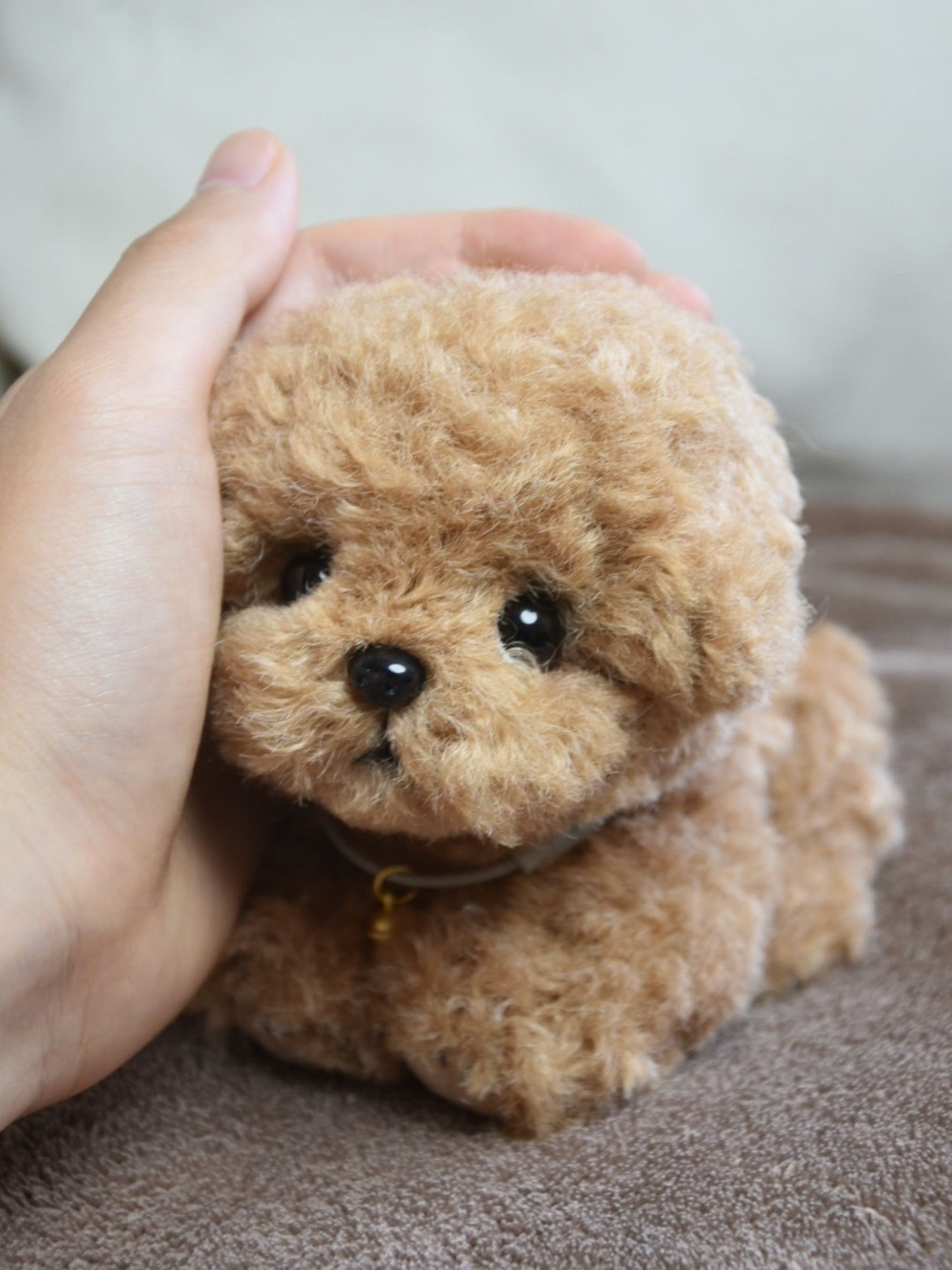 Chocolate Brownie Poodle Toy,Custom Pet Plush, Handmade Stuffed Poodle Doll, Realistic Plush Dog, Posable Collectible Doll Fun for All Ages