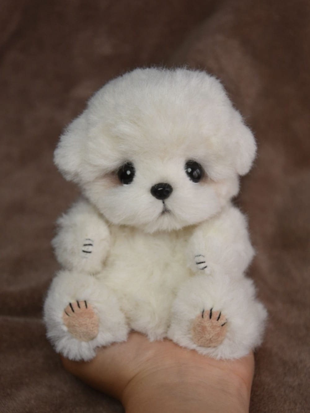 Realistic Handmade White Poodle Toy