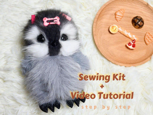 DIY Penguin Plush Kit with Video Tutorial,Stuffed Animal All-In-One Sewing Kit,Easy-to-Follow,Doll Making Pattern Material Kit Sewing Gift