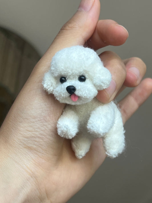 Bichon Frise Miniature Toy, Doll House Dog for Blythe Ob11/Barbie/Bjd Doll, Handmade Dogs ,Dog Keychain Pendant, Dollhouse Miniature Pets