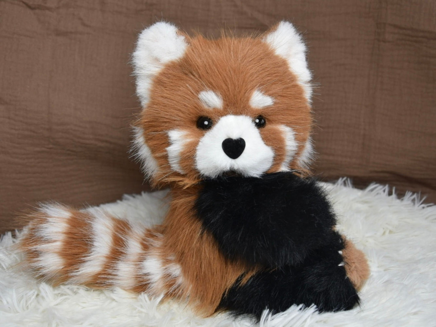 Realistic Stuffed Red Panda Toy, OOAK Handmade Weighted Plush Collectible Teddy Bear, Emotional Support,Cuddly Companion, Christmas Gifts