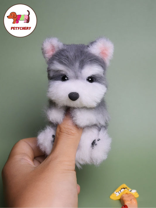 Schnauzer Miniature Plush Toy,Emotional Support, Dog Miniature,Doll House Toys Blythe Ob11/Barbie/Bjd Doll Dog Keychain Realistic Pet Plush