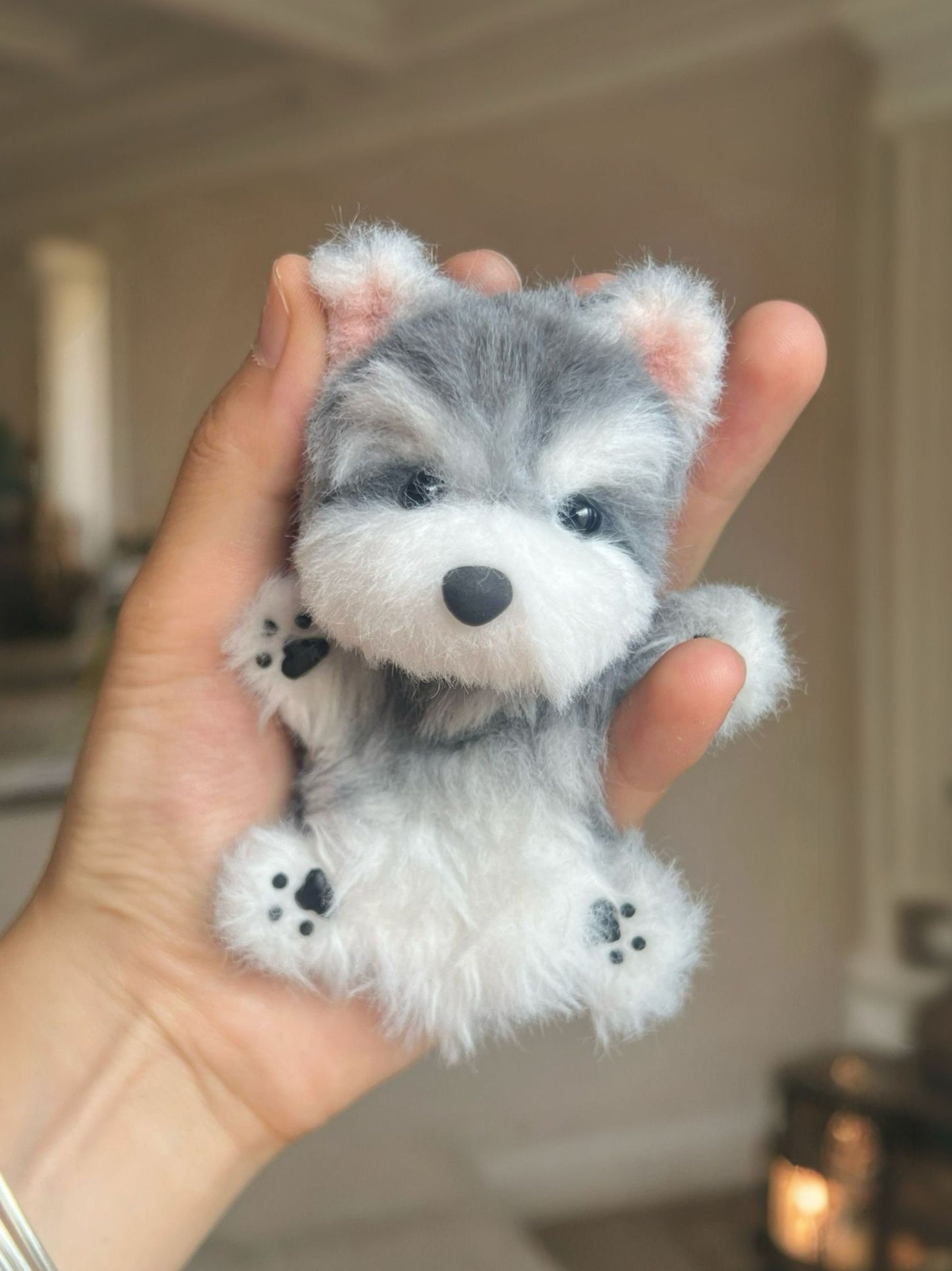 Schnauzer Miniature Plush Toy,Emotional Support, Dog Miniature,Doll House Toys Blythe Ob11/Barbie/Bjd Doll Dog Keychain Realistic Pet Plush