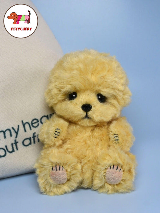 Caniche de miel - Peluche personalizado - Oso de peluche de artista - Muñeco de caniche de peluche hecho a mano - Perro de peluche realista - Muñeco coleccionable articulado - Compañero tierno