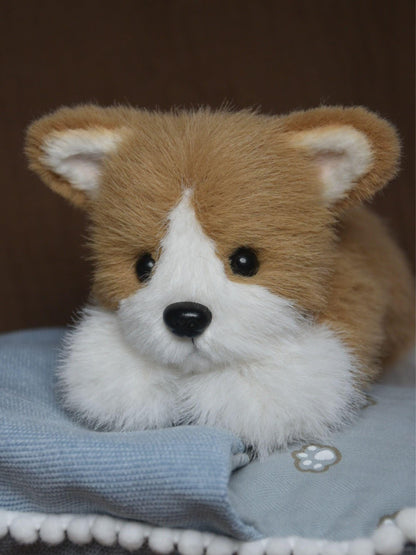 A Lying Down Corgi,Custom Your Own Corgi Toy, Handmade Stuffed Corgi Doll, Realistic Plush Dog, Posable Collectible Doll Fun for All Ages