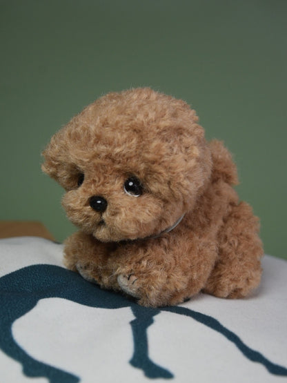 Chocolate Brownie Poodle Toy,Custom Pet Plush, Handmade Stuffed Poodle Doll, Realistic Plush Dog, Posable Collectible Doll Fun for All Ages