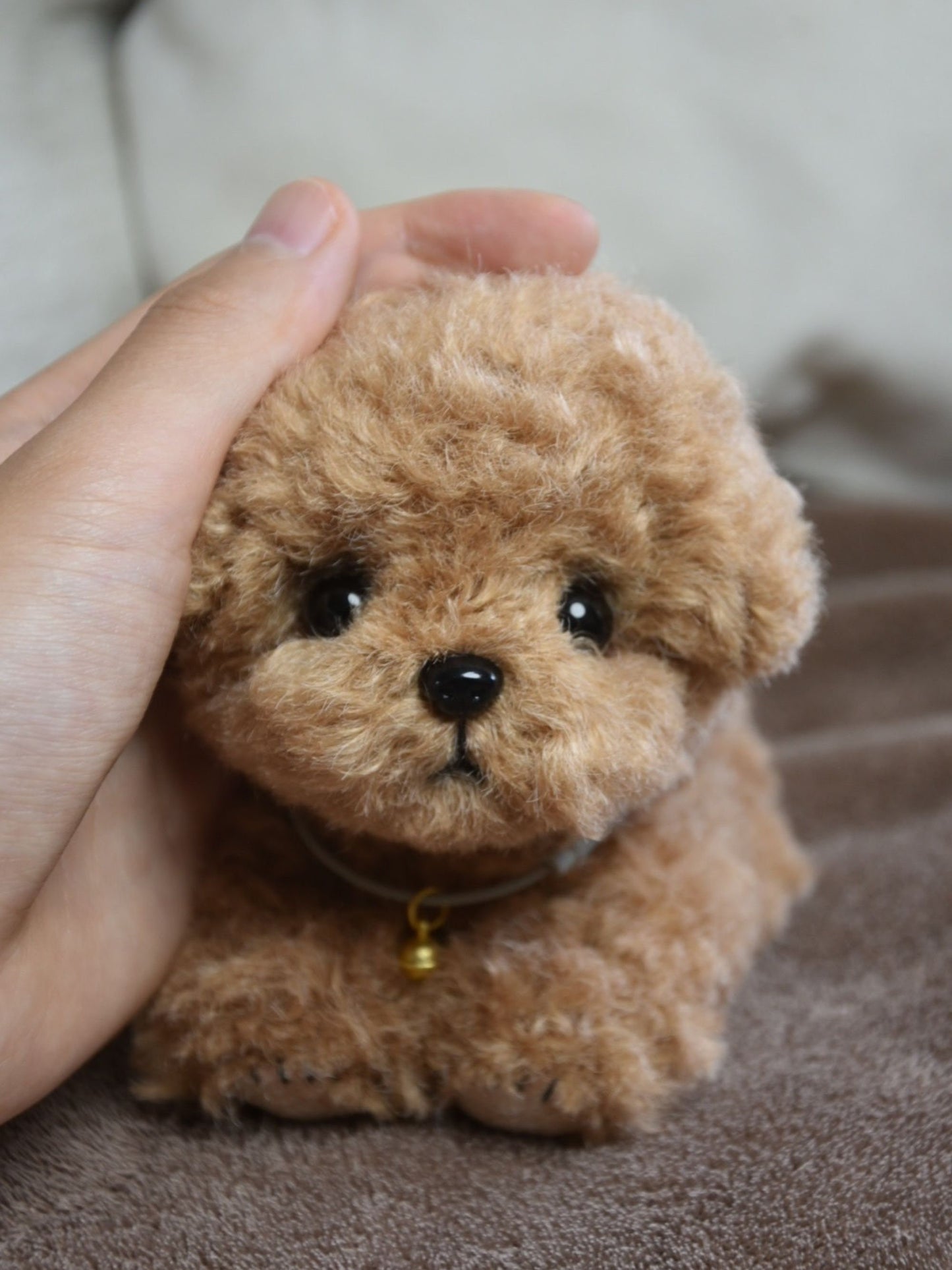 Chocolate Brownie Poodle Toy,Custom Pet Plush, Handmade Stuffed Poodle Doll, Realistic Plush Dog, Posable Collectible Doll Fun for All Ages