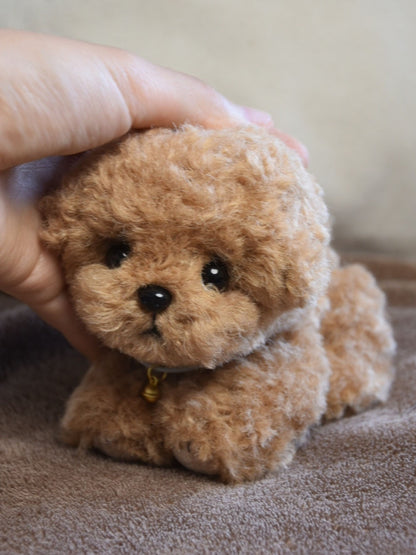 Chocolate Brownie Poodle Toy,Custom Pet Plush, Handmade Stuffed Poodle Doll, Realistic Plush Dog, Posable Collectible Doll Fun for All Ages