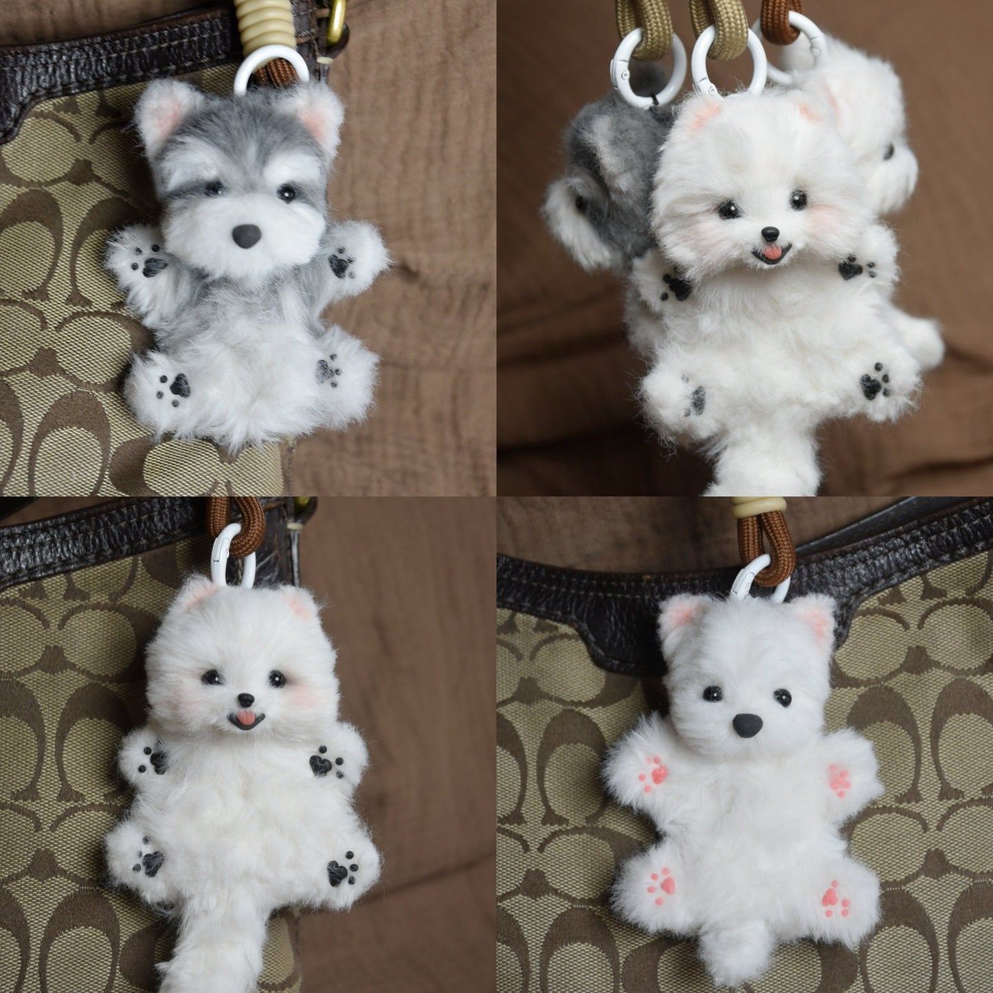 Dog Pendant Pomeranian spitz Realistic Posable Doll Pet Keychain Unique Miniature Pet Plush dollhouse Custom Pet Replica Schnauzer