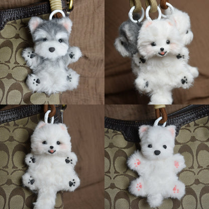 Dog Pendant Pomeranian spitz Realistic Posable Doll Pet Keychain Unique Miniature Pet Plush dollhouse Custom Pet Replica Schnauzer