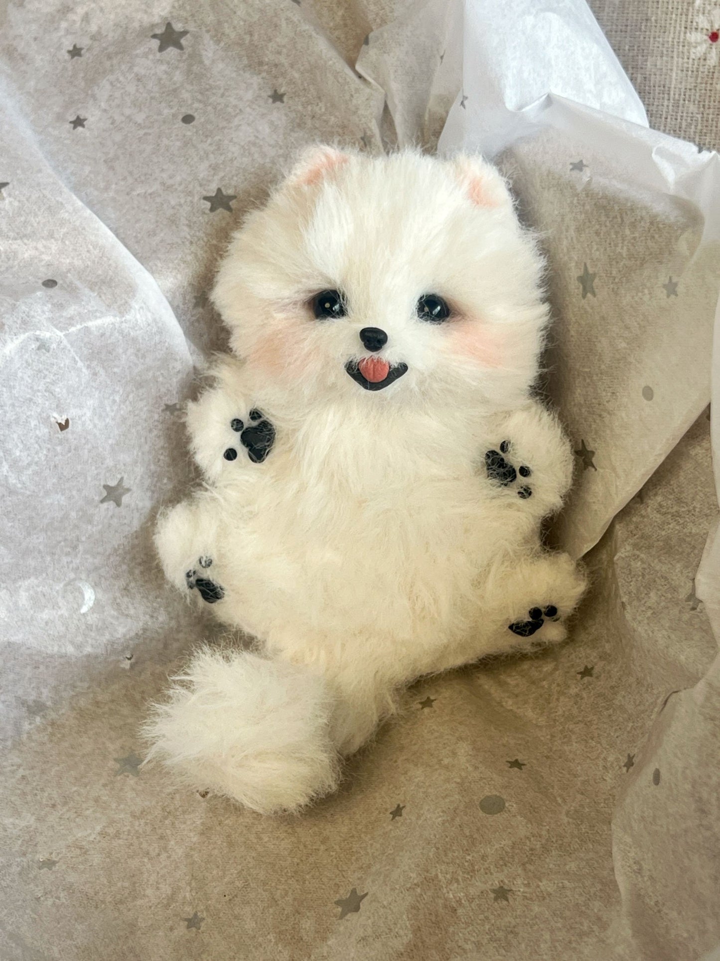 Peluche de Pomerania en miniatura, juguete de apoyo emocional, miniatura de perro, juguetes para casa de muñecas Blythe OB11/Barbie/BJD, llavero de perro, mascota realista de peluche - 1
