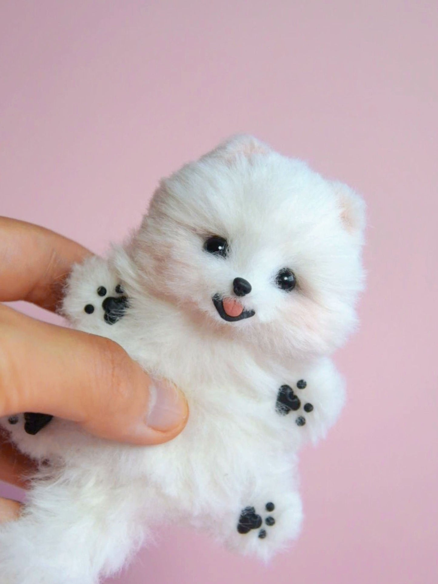 Peluche de Pomerania en miniatura, juguete de apoyo emocional, miniatura de perro, juguetes para casa de muñecas Blythe OB11/Barbie/BJD, llavero de perro, mascota realista de peluche - 1