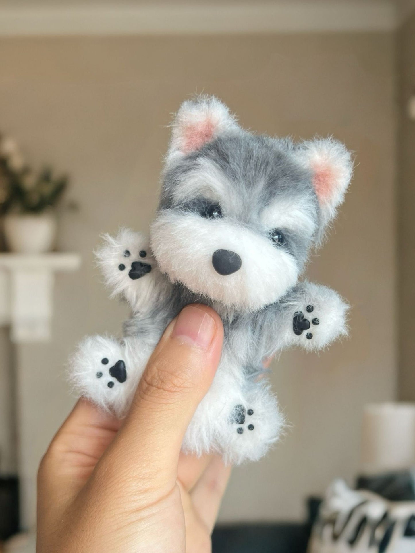Schnauzer Miniature Plush Toy,Emotional Support, Dog Miniature,Doll House Toys Blythe Ob11/Barbie/Bjd Doll Dog Keychain Realistic Pet Plush