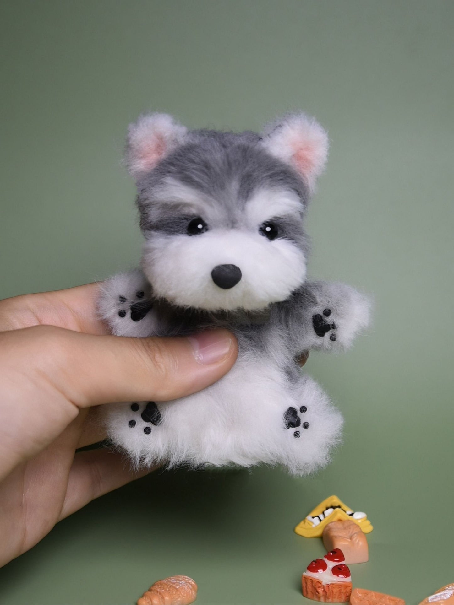 Schnauzer Miniature Plush Toy,Emotional Support, Dog Miniature,Doll House Toys Blythe Ob11/Barbie/Bjd Doll Dog Keychain Realistic Pet Plush