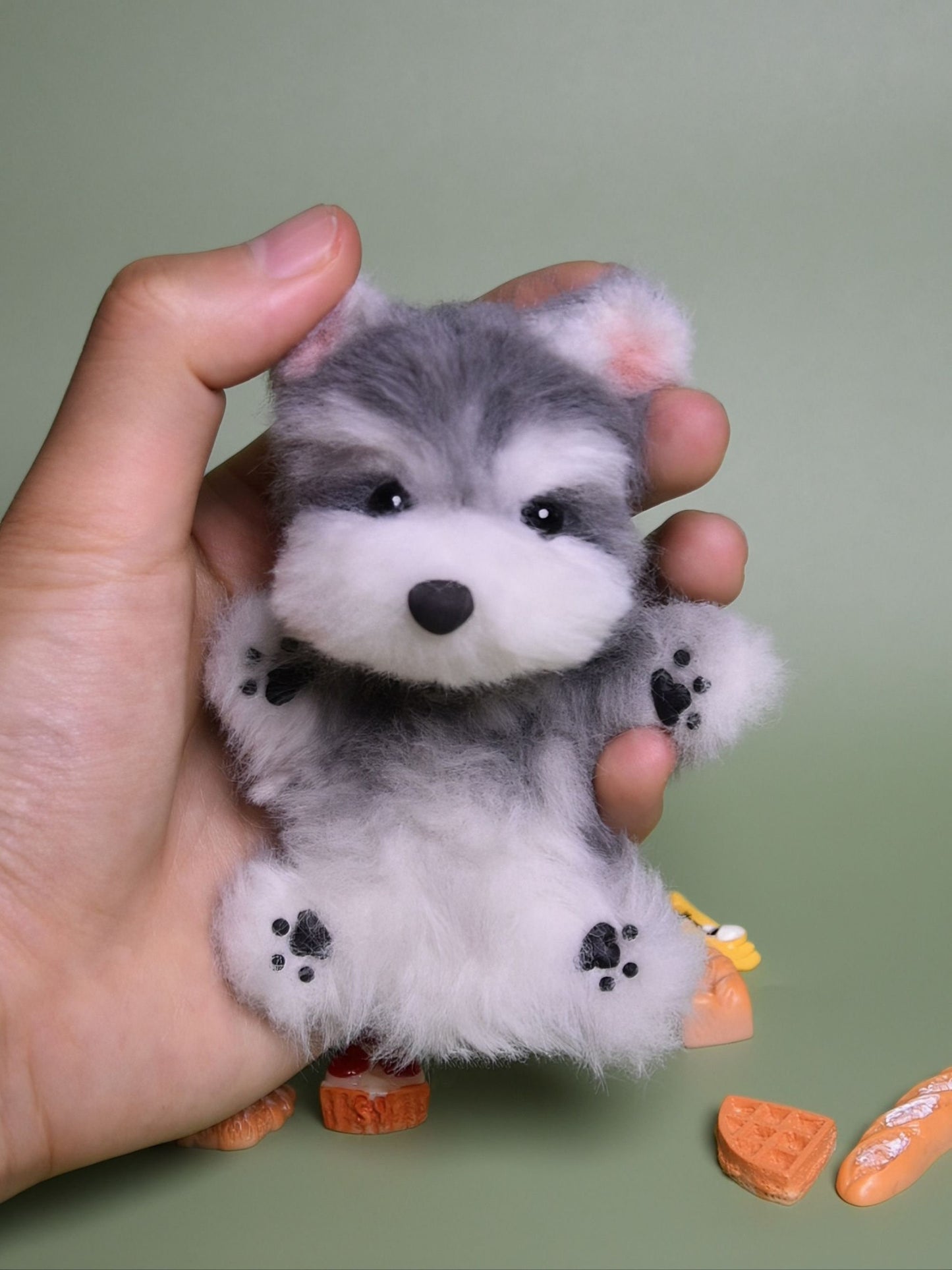 Schnauzer Miniature Plush Toy,Emotional Support, Dog Miniature,Doll House Toys Blythe Ob11/Barbie/Bjd Doll Dog Keychain Realistic Pet Plush