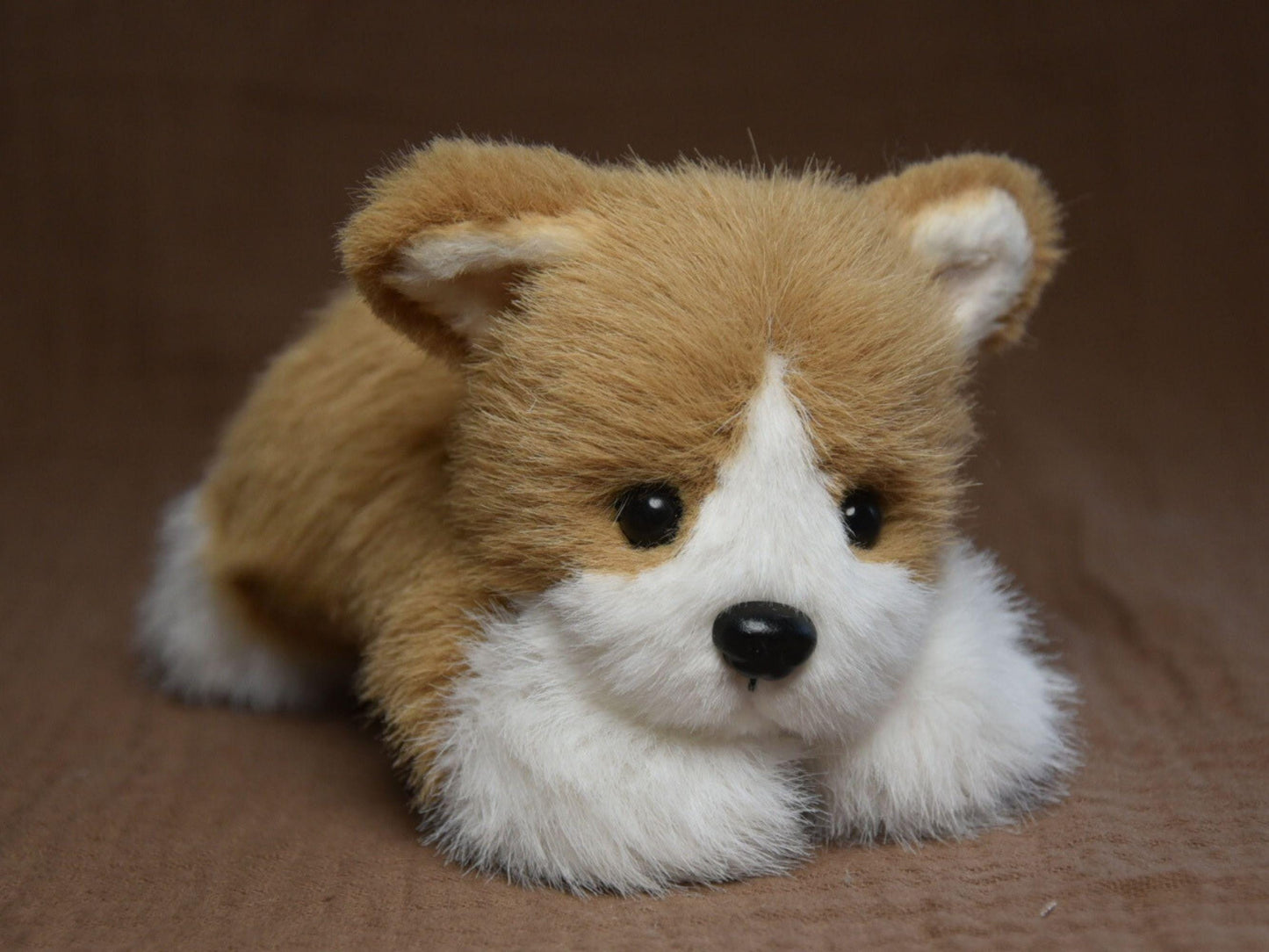 A Lying Down Corgi,Custom Your Own Corgi Toy, Handmade Stuffed Corgi Doll, Realistic Plush Dog, Posable Collectible Doll Fun for All Ages