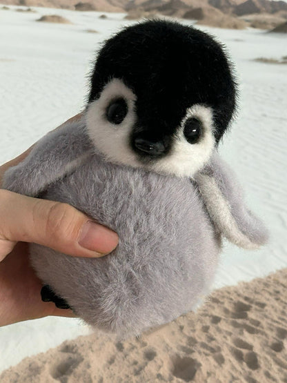 Pingüinos perdidos en el desierto, muñeco de pingüino de peluche hecho a mano, color personalizado, muñeco articulado coleccionable, peluches realistas, regalos de Navidad.