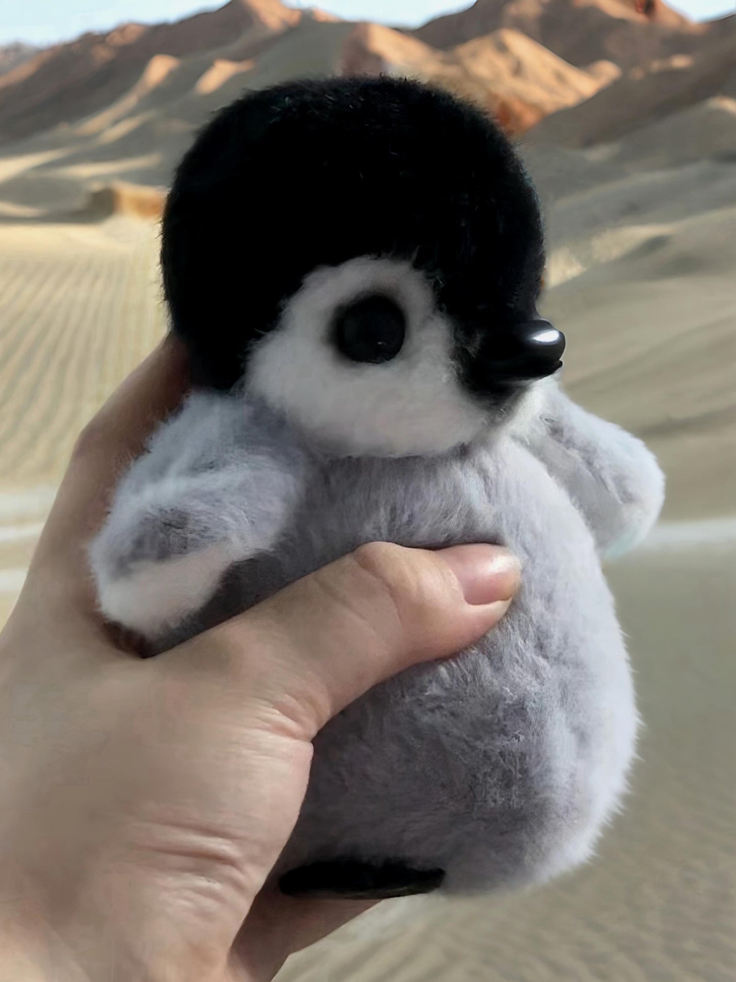 Pingüinos perdidos en el desierto, muñeco de pingüino de peluche hecho a mano, color personalizado, muñeco articulado coleccionable, peluches realistas, regalos de Navidad.