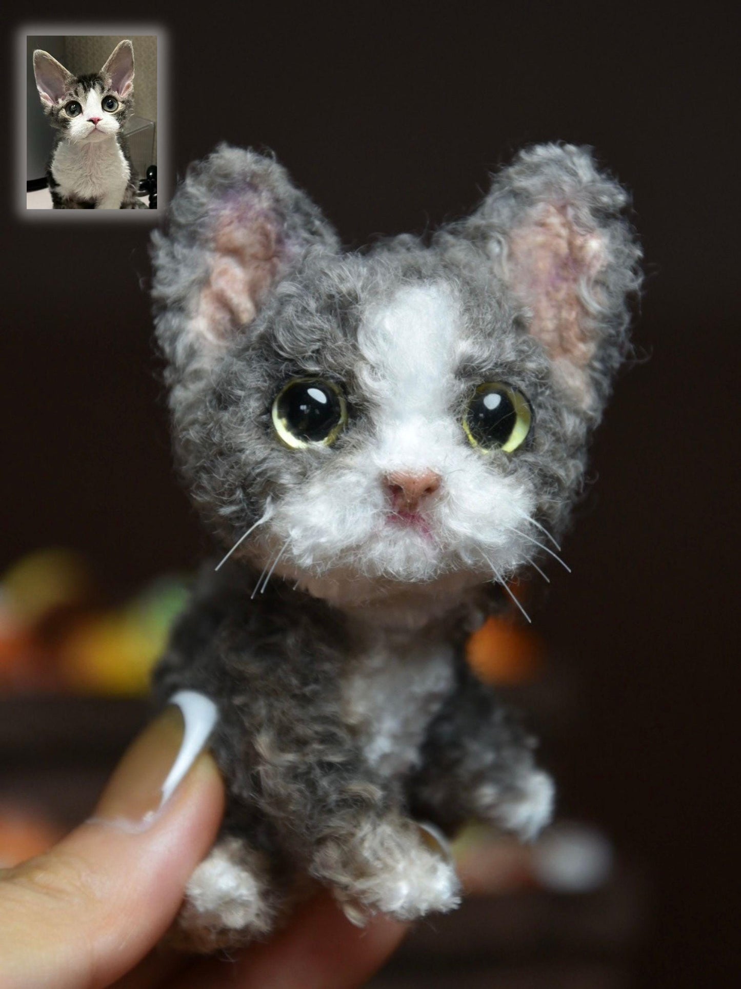 Custom Pet Replica Cat Plush,Miniature Cat Toys,Photo of pet into stuffed animal,Handmade Pipe Cleaner Dollhouse Cat,Personalized Pet Plush