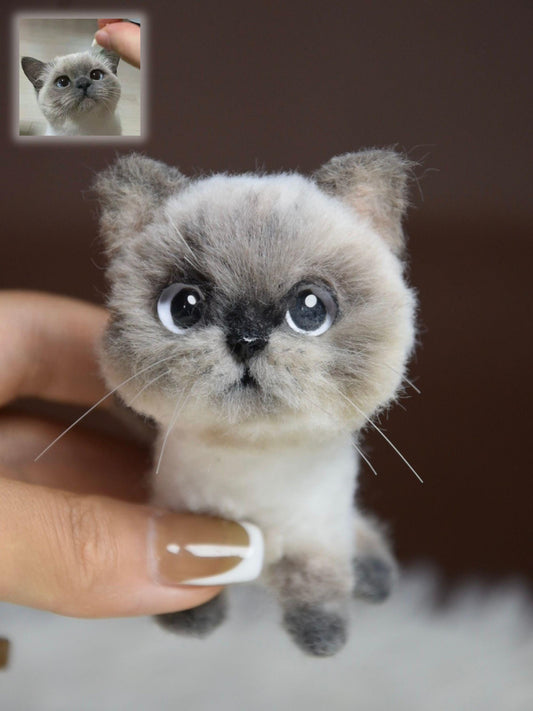 Custom Pet Replica Cat Plush,Miniature Cat Toys,Photo of pet into stuffed animal,Handmade Pipe Cleaner Dollhouse Cat,Personalized Pet Plush