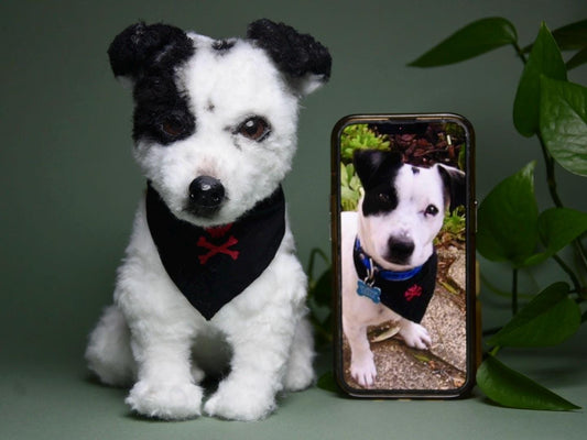 Custom Pet Replica Dog Plush,Photo of pet into custom stuffed animal,Handmade Pipe Cleaner Dollhouse Dog,Personalized Pet Plush Pet Memorial-40