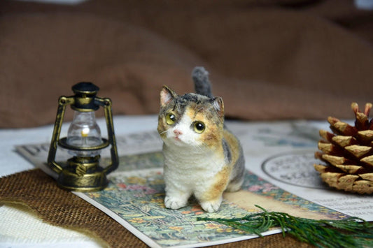 Miniature Cat Toy 2-Inch Tall | Calico Cat Plush | Miniature Figurine | Custom Pet Plush for Dollhouses | Carry Your mini Pet everywhere