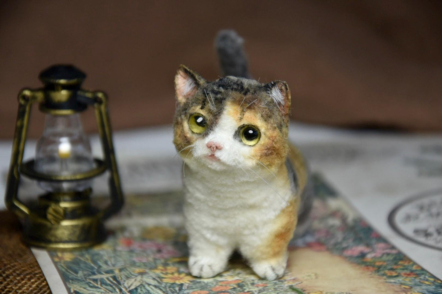 Miniature Cat Toy 2-Inch Tall | Calico Cat Plush | Miniature Figurine | Custom Pet Plush for Dollhouses | Carry Your mini Pet everywhere